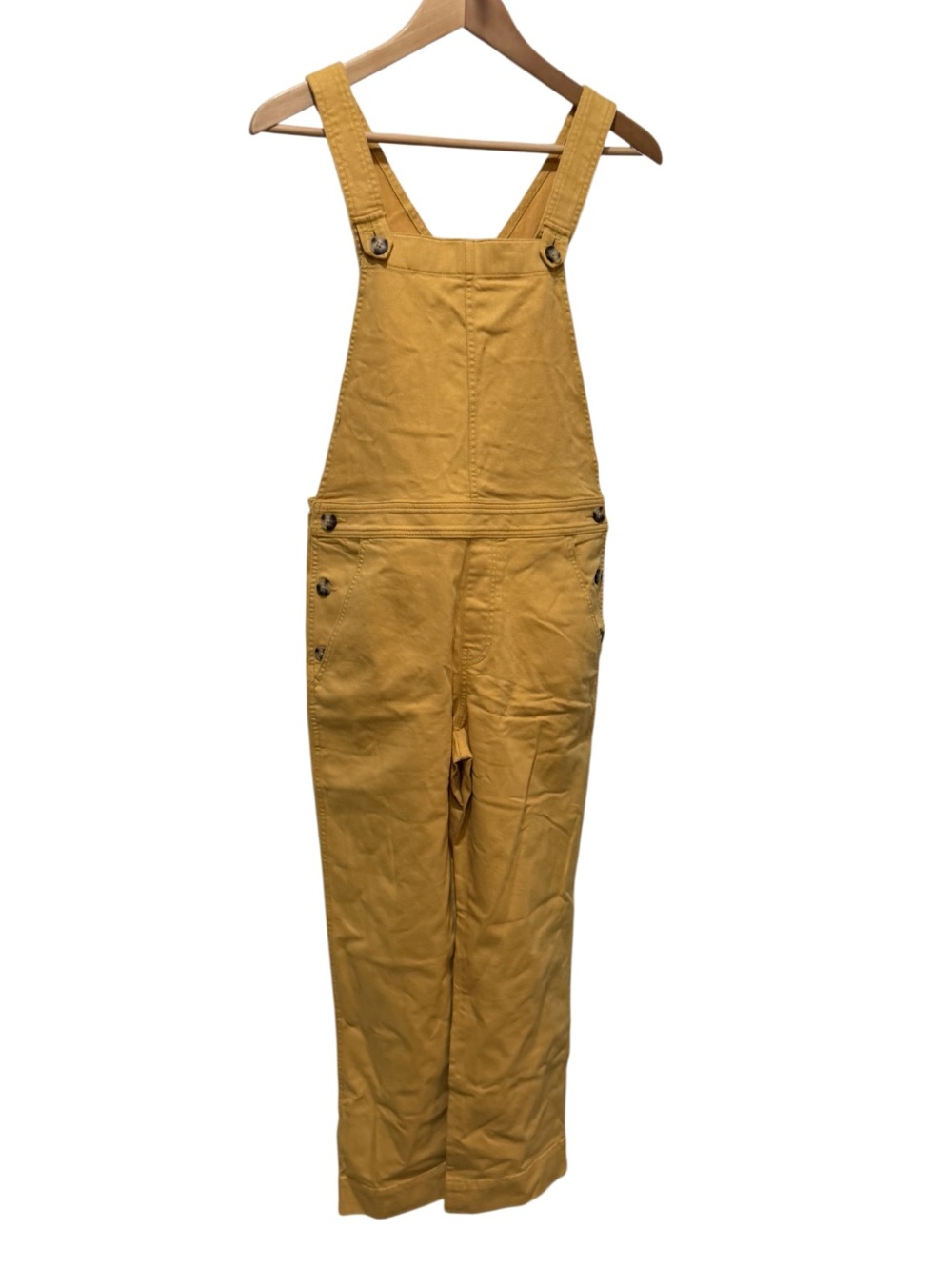 Club Monaco Mustard Yellow Refined Overalls XS Cotton Straight Leg Dungarees